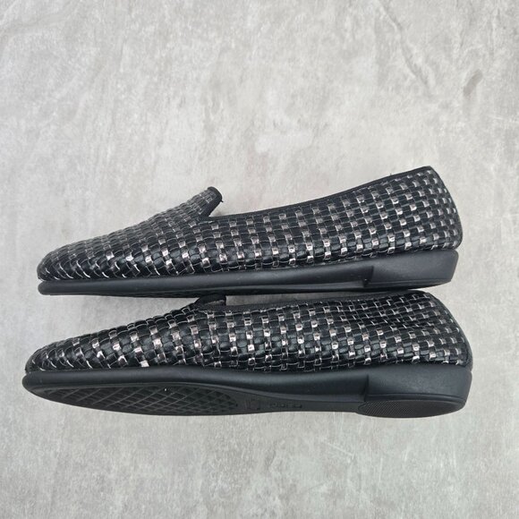 Aerosoles Preppy Loafer Black Silver Woven Slip On Comfort Flat Shoes Size 5.5 - Picture 6 of 11